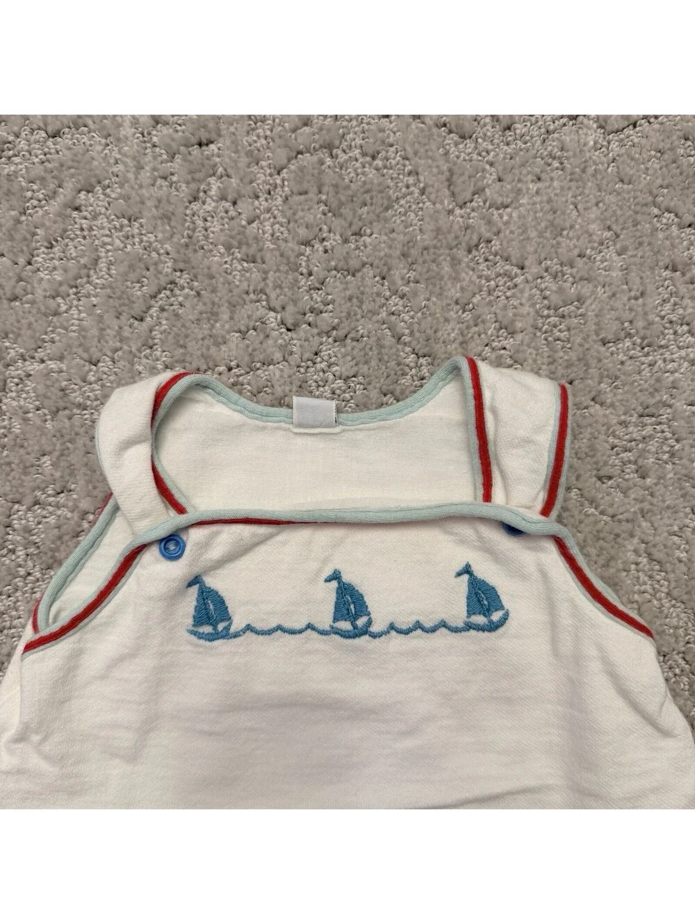 Vintage Carter's Romper One-Piece 6 Months White Sleeveless Sailboat Nautical
